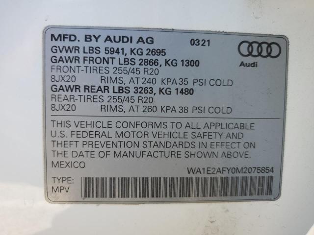 WA1E2AFY0M2075854 | 2021 AUDI Q5 E PREMI