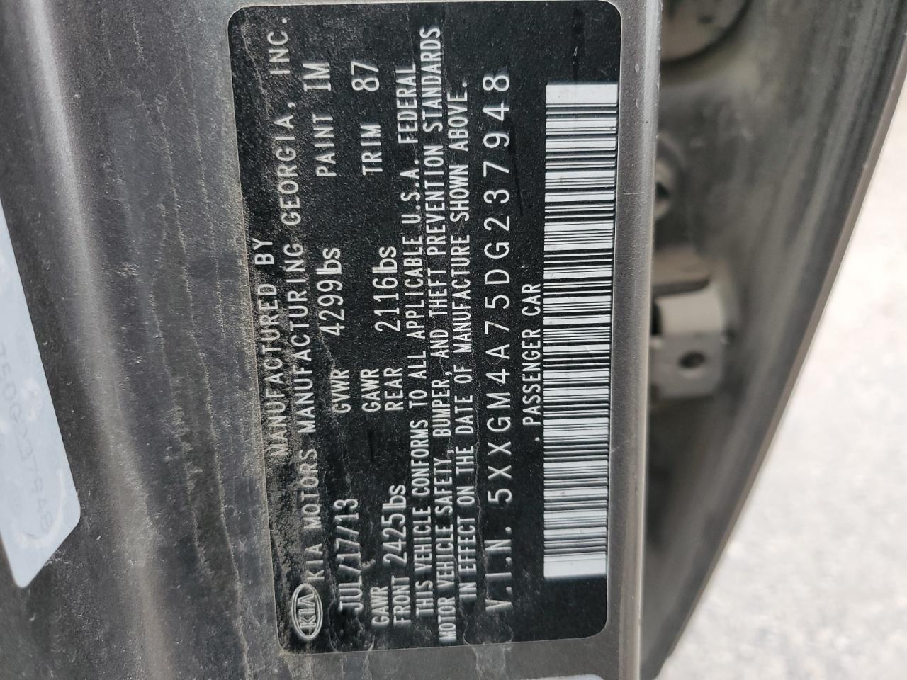 5XXGM4A75DG237948 2013 Kia Optima Lx