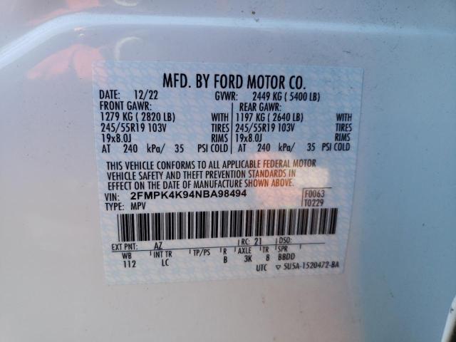 2FMPK4K94NBA98494 2022 FORD EDGE - Image 13