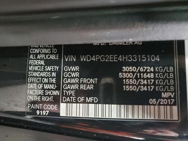 WD4PG2EE4H3315104 | 2017 MERCEDES-BENZ METRIS