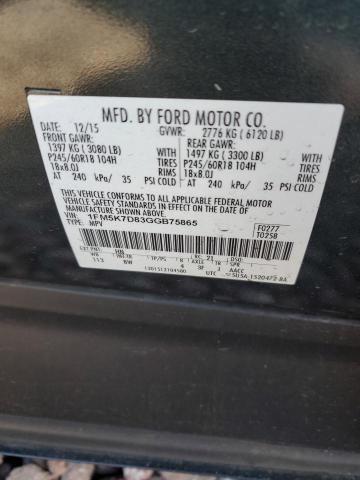 1FM5K7D83GGB75865 | 2016 FORD EXPLORER X