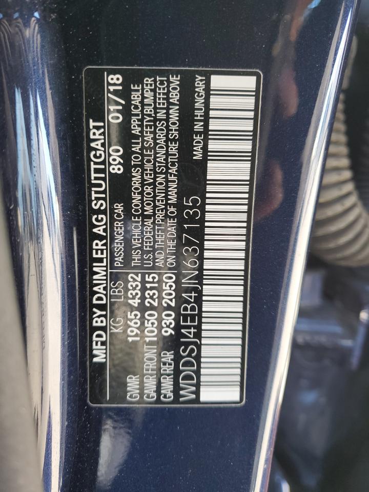 VIN: WDDSJ4EB4JN637135 2018 MERCEDES-BENZ CLA-CLASS