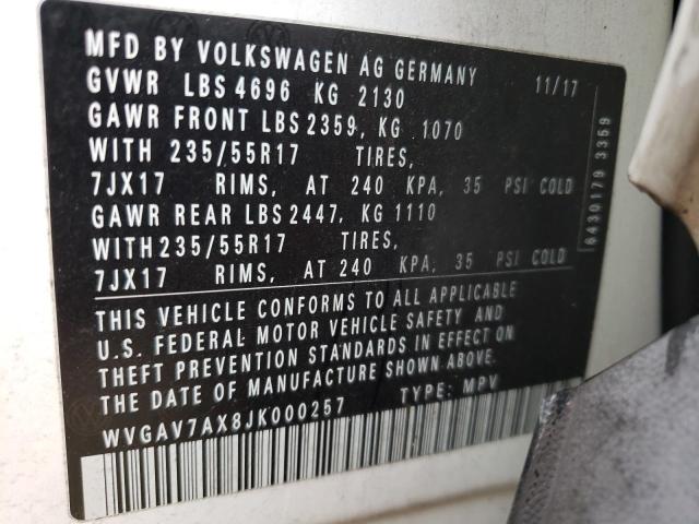 WVGAV7AX8JK000257 | 2018 VOLKSWAGEN TIGUAN LIM