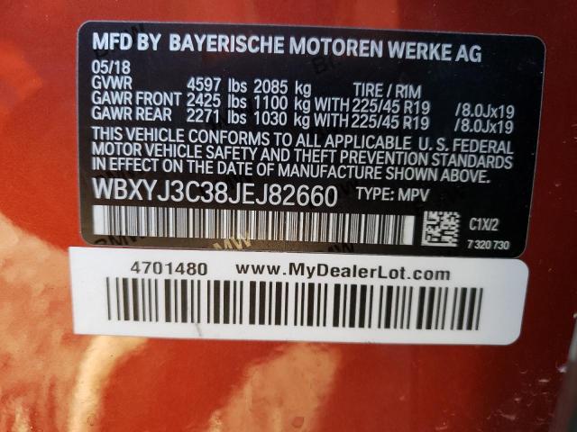 VIN WBXYJ3C38JEJ82660 2018 BMW X2, Sdrive28I no.13