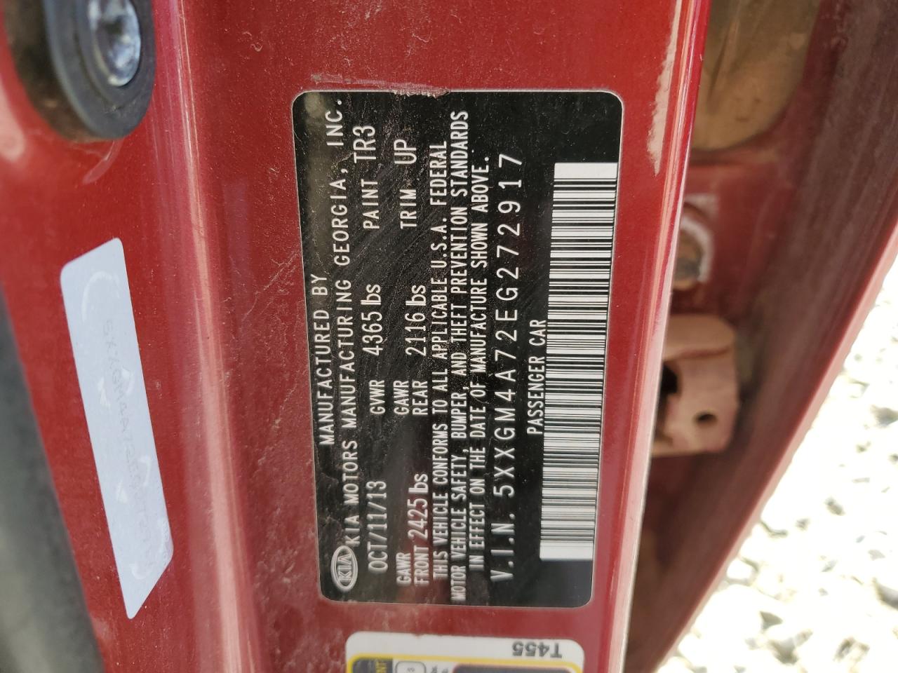 5XXGM4A72EG272917 2014 Kia Optima Lx