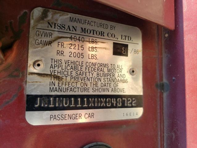 1987 Nissan Maxima VIN: JN1HU111XHX848722 Lot: 82024933