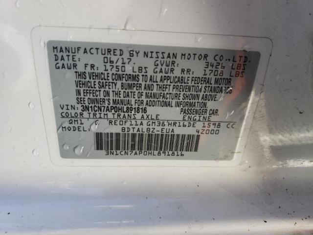 3N1CN7AP0HL891816 | 2017 NISSAN VERSA S