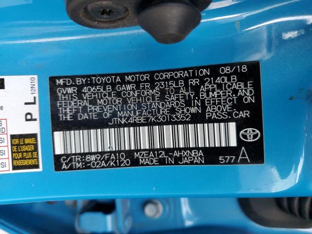 JTNK4RBE7K3013352 | 2019 TOYOTA COROLLA SE