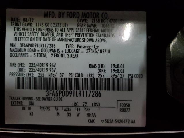 3FA6P0D91LR117286 2020 FORD FUSION, photo no. 13