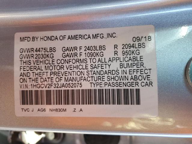 1HGCV2F32JA052075 | 2018 HONDA ACCORD SPO