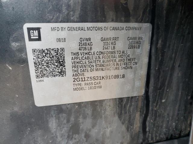 2G11Z5S31K9108918 | 2019 CHEVROLET IMPALA LT