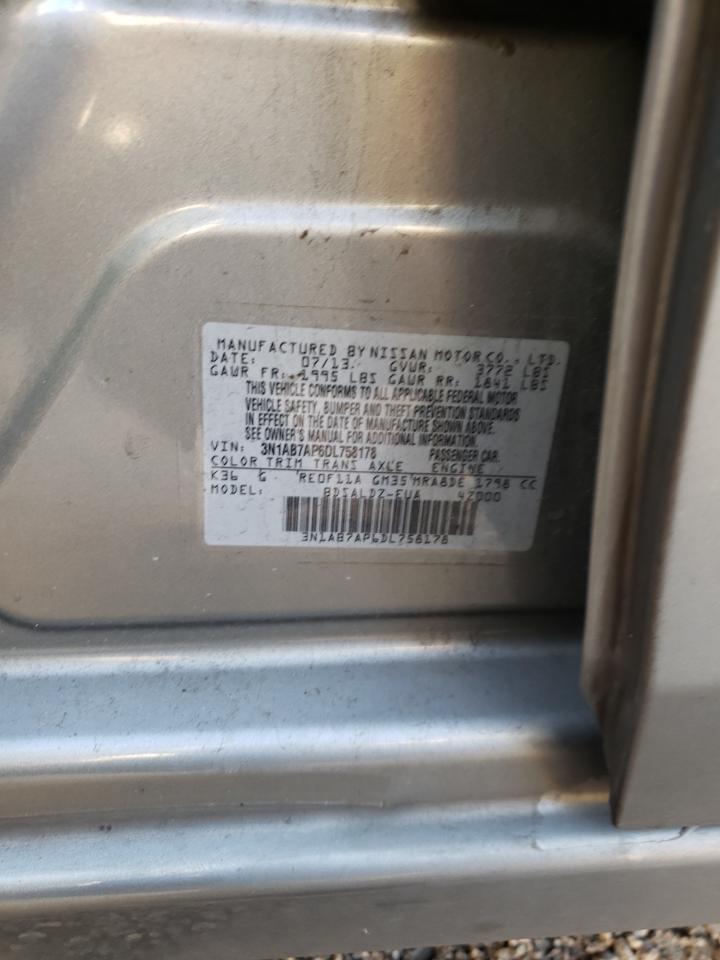 3N1AB7AP6DL758178 2013 Nissan Sentra S