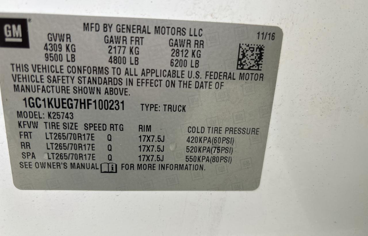 1GC1KUEG7HF100231 CHEVROLET ALL Models 2017