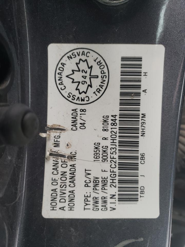 2HGFC2F53JH021844 2018 Honda Civic Lx