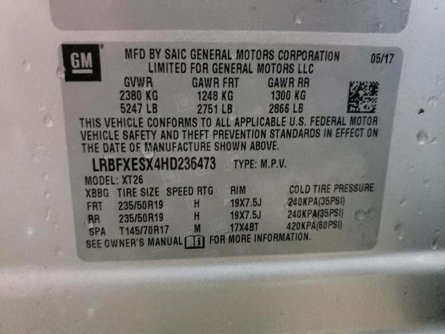 LRBFXESX4HD236473 | 2017 BUICK ENVISION P