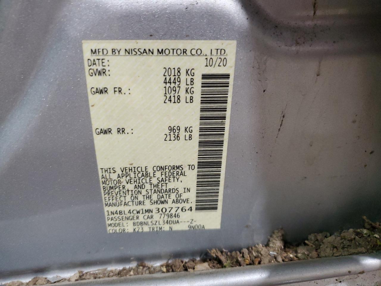 1N4BL4CW1MN307764 NISSAN ALTIMA 2021