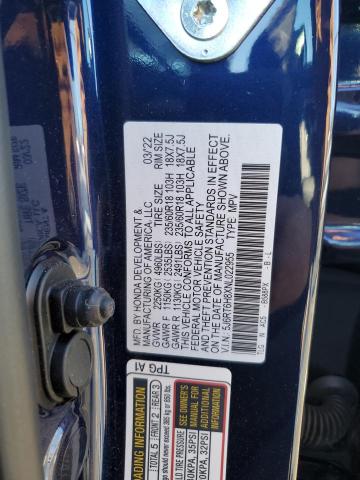 5J6RT6H8XNL022955 | 2022 HONDA CR-V EXL