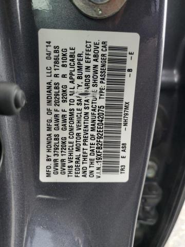 19XFB2F92EE042075 | 2014 HONDA CIVIC EXL