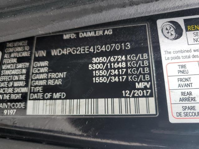 2018 MERCEDES-BENZ METRIS - WD4PG2EE4J3407013