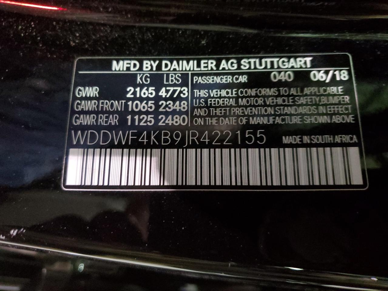 wddwf4kb9jr422155 WDDWF4KB9JR422155 2018 Mercedes-Benz C 300 4Matic