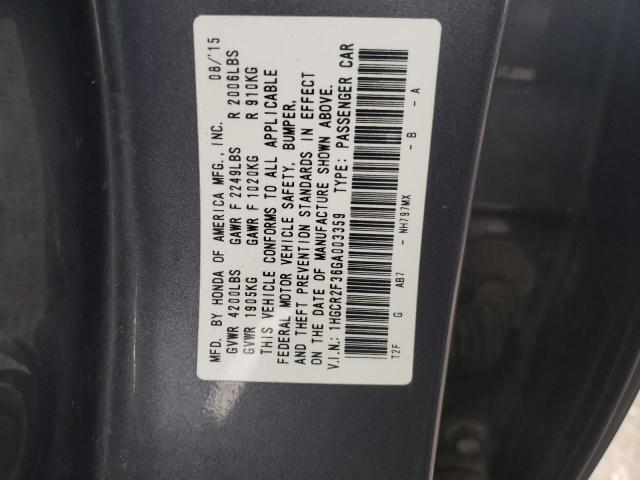 VIN 1HGCR2F36GA003359 2016 HONDA ACCORD no.12