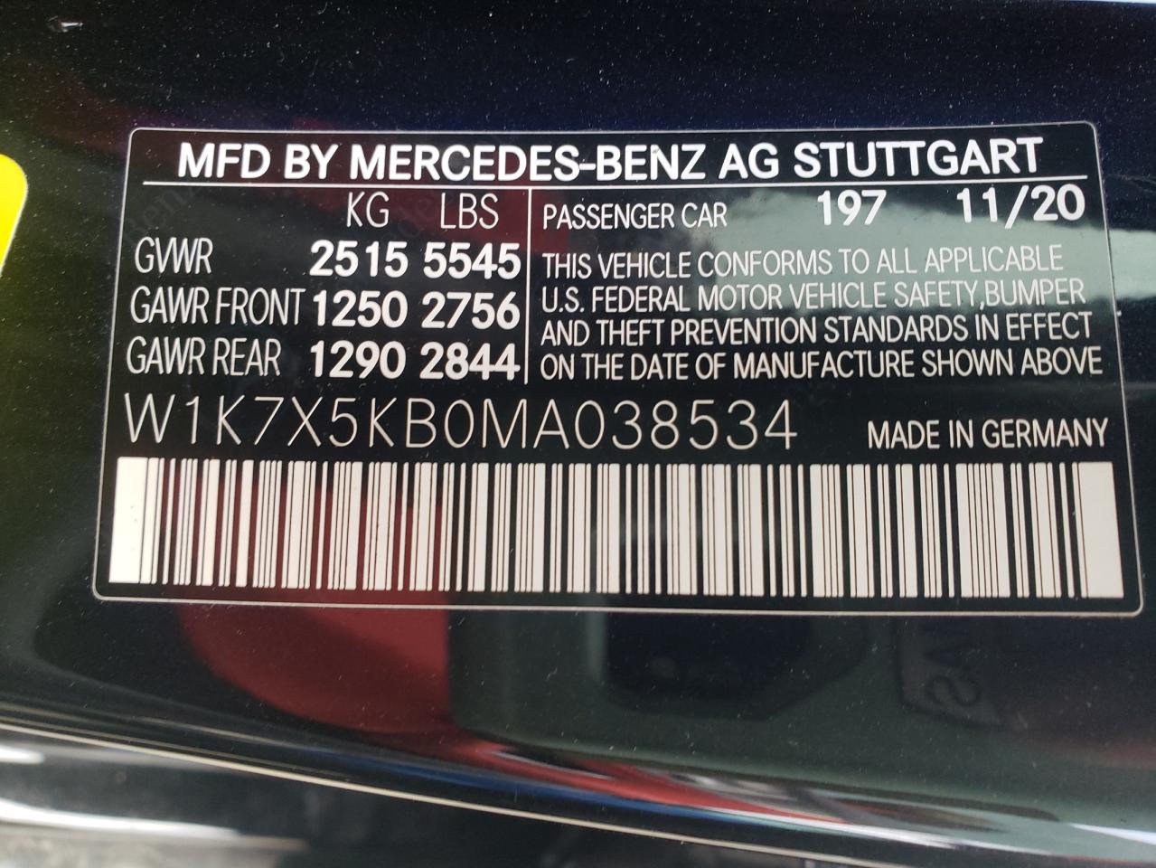 2021 Mercedes-Benz Amg Gt 43 vin: W1K7X5KB0MA038534