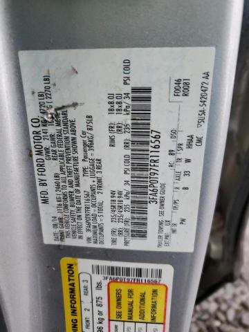 3FA6P0T97FR116567 | 2015 FORD FUSION SE