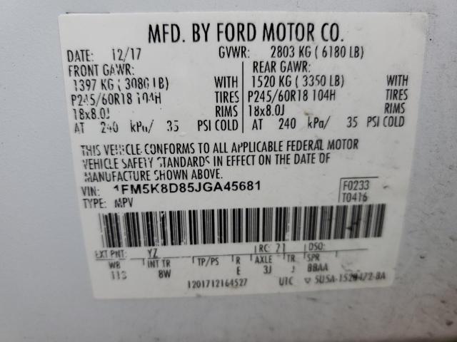 2018 FORD EXPLORER X - 1FM5K8D85JGA45681