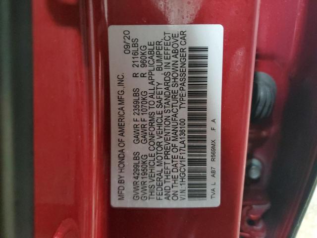 1HGCV1F17LA136100 | 2020 HONDA ACCORD LX