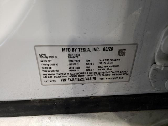 5YJSA1E22LF413176 | 2020 TESLA MODEL S