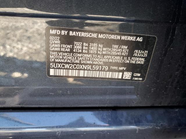 VIN 5UXCW2C0XN9L59179 2022 BMW X7, Xdrive40I no.13