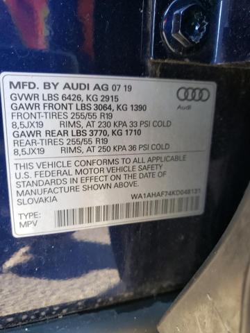 VIN WA1AHAF74KD048131 2019 Audi Q7, Premium no.12