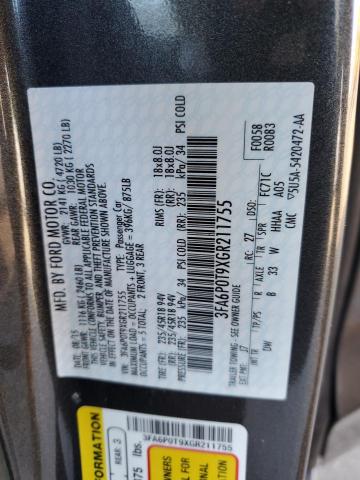 3FA6P0T9XGR211755 | 2016 Ford fusion se