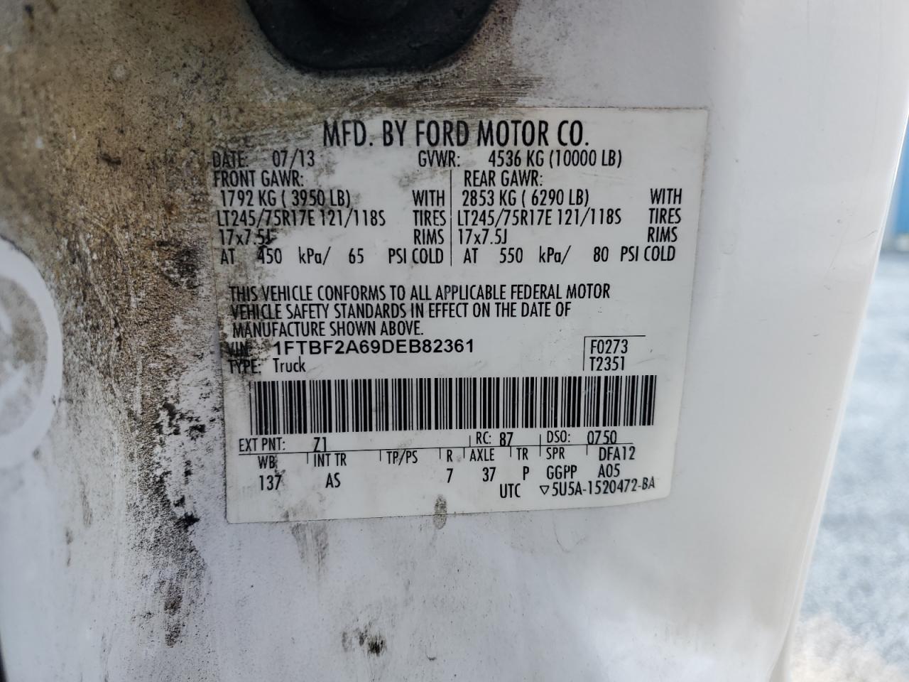 1FTBF2A69DEB82361 2013 Ford F250 Super Duty