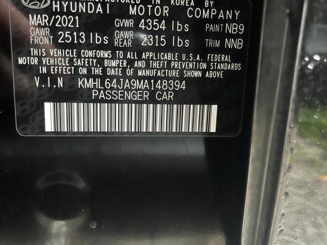 2021 Hyundai Sonata Sel VIN: KMHL64JA9MA148394 Lot: 39014184