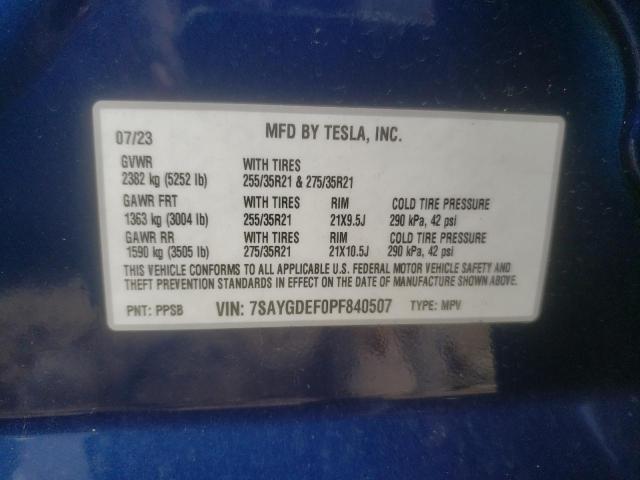 7SAYGDEF0PF840507 | 2023 TESLA MODEL Y