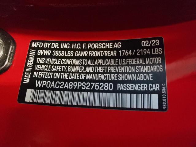 2023 PORSCHE CAYMAN GT4 - WP0AC2A89PS275280