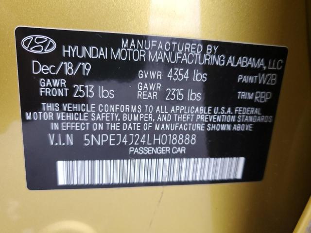 2020 Hyundai Sonata Sel Plus VIN: 5NPEJ4J24LH018888 Lot: 38200914