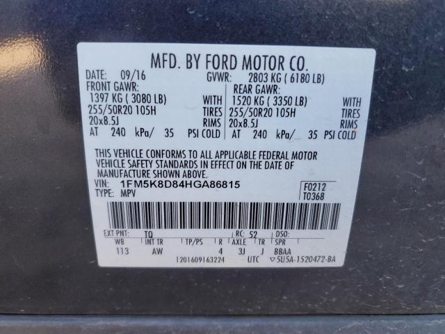 1FM5K8D84HGA86815 | 2017 FORD EXPLORER X