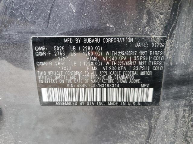 4S4BTGUD7N3188314 Subaru Outback Wi  12