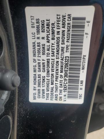 2017 HONDA CIVIC EX 19XFC1F36HE206323