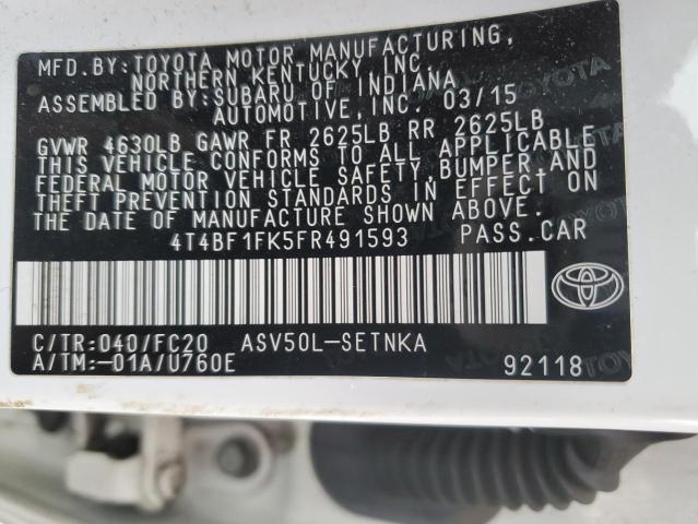 4T4BF1FK5FR491593 | 2015 TOYOTA CAMRY LE