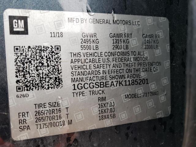 2019 CHEVROLET  COLORADO 1GCGSBEA7K1185201