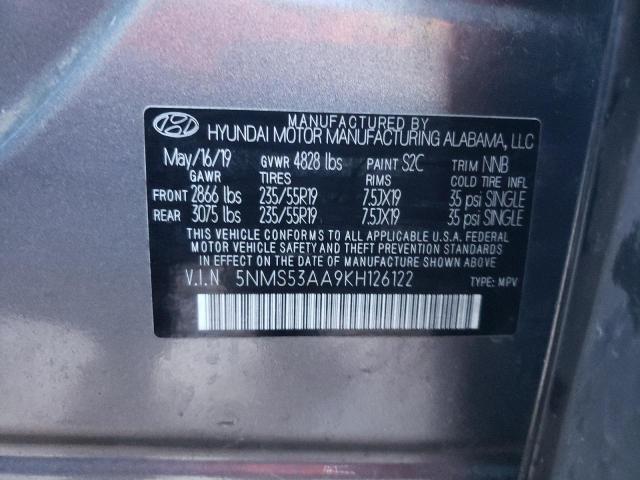 VIN 5NMS53AA9KH126122 2019 HYUNDAI SANTA FE no.14