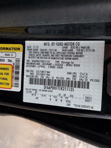 3FA6P0H77ER211135 | 2014 FORD FUSION SE