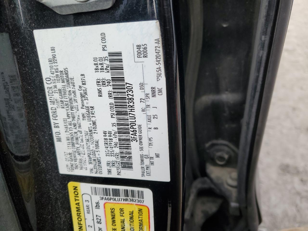 Lot #2339986026 2017 FORD FUSION SE