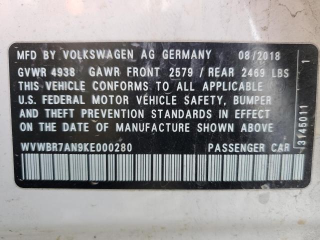 2019 VOLKSWAGEN ARTEON SE - WVWBR7AN9KE000280