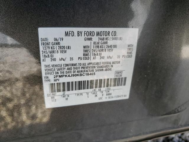 2FMPK4J90KBC18465 2019 FORD EDGE, photo no. 12