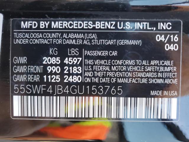 55SWF4JB4GU153765 2016 MERCEDES-BENZ C-CLASS - Image 12