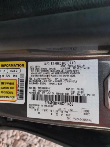 2017 FORD FUSION SE 3FA6P0H97HR201453